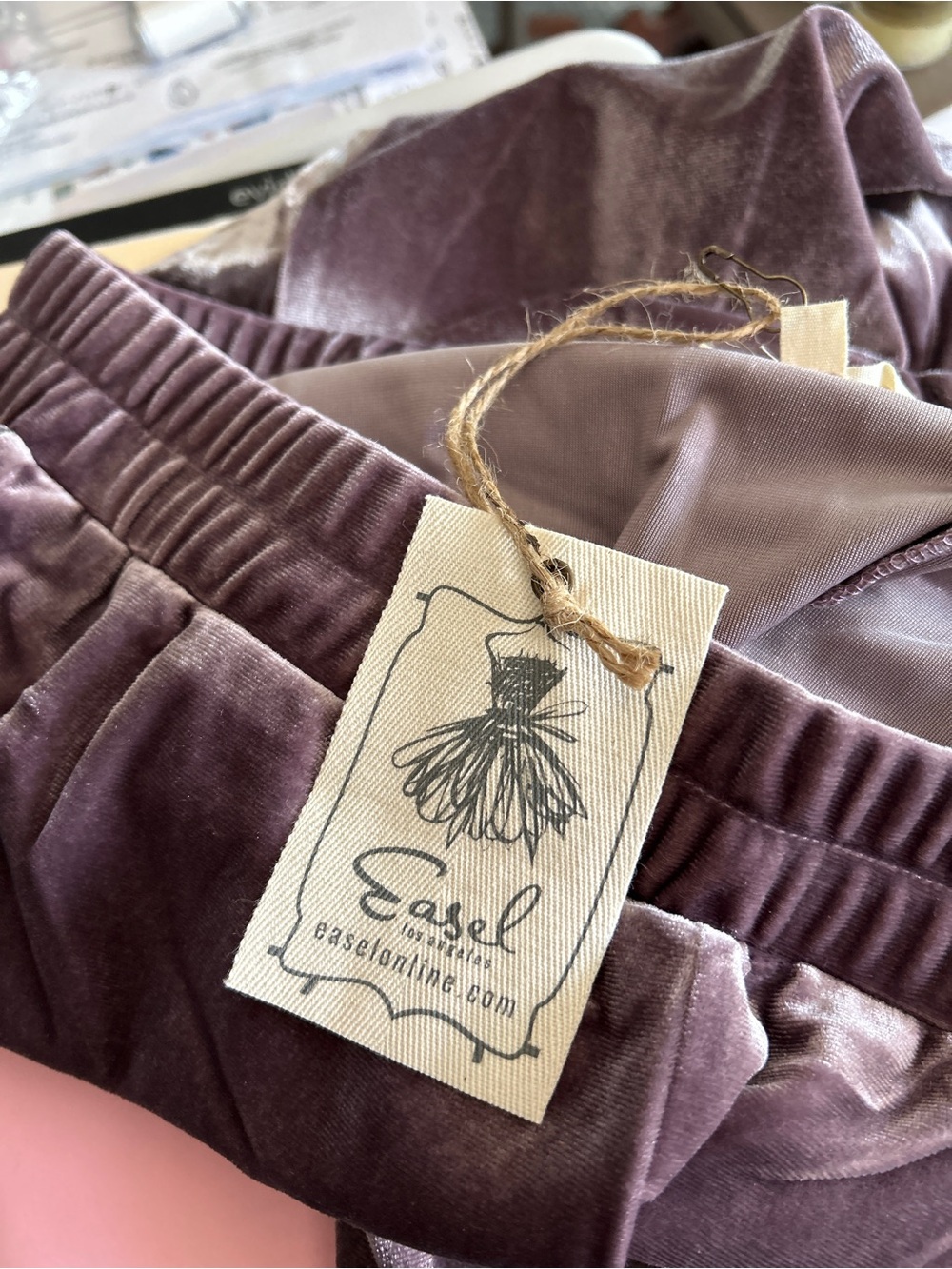 Easel Jogger Pants - Ice Velvet Velour with Side Pockets in Dusty Mauve or Olive